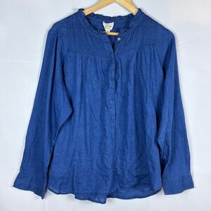 J Crew Women Long Sleeve Cotton Peasant Tunic Blouse Sz 12 Breathable Lightweigh